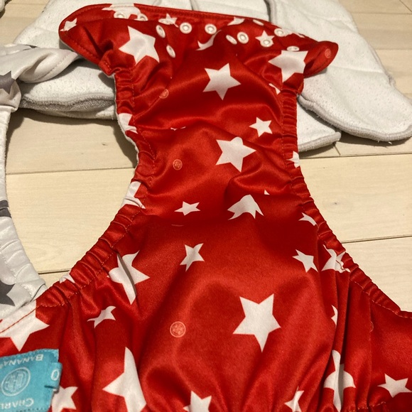 Charlie Banana 6 Cloth Diapers 12 Inserts - Red White Stars, Safari Fun Prints - Picture 8 of 11